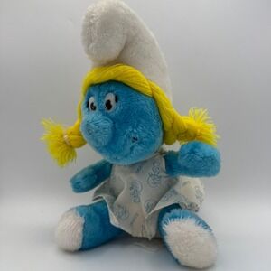 Vintage Smurfette 1981 Ganz Bros‎ Plush Doll Blue Smurf 1981 Wallace Berrie & Co